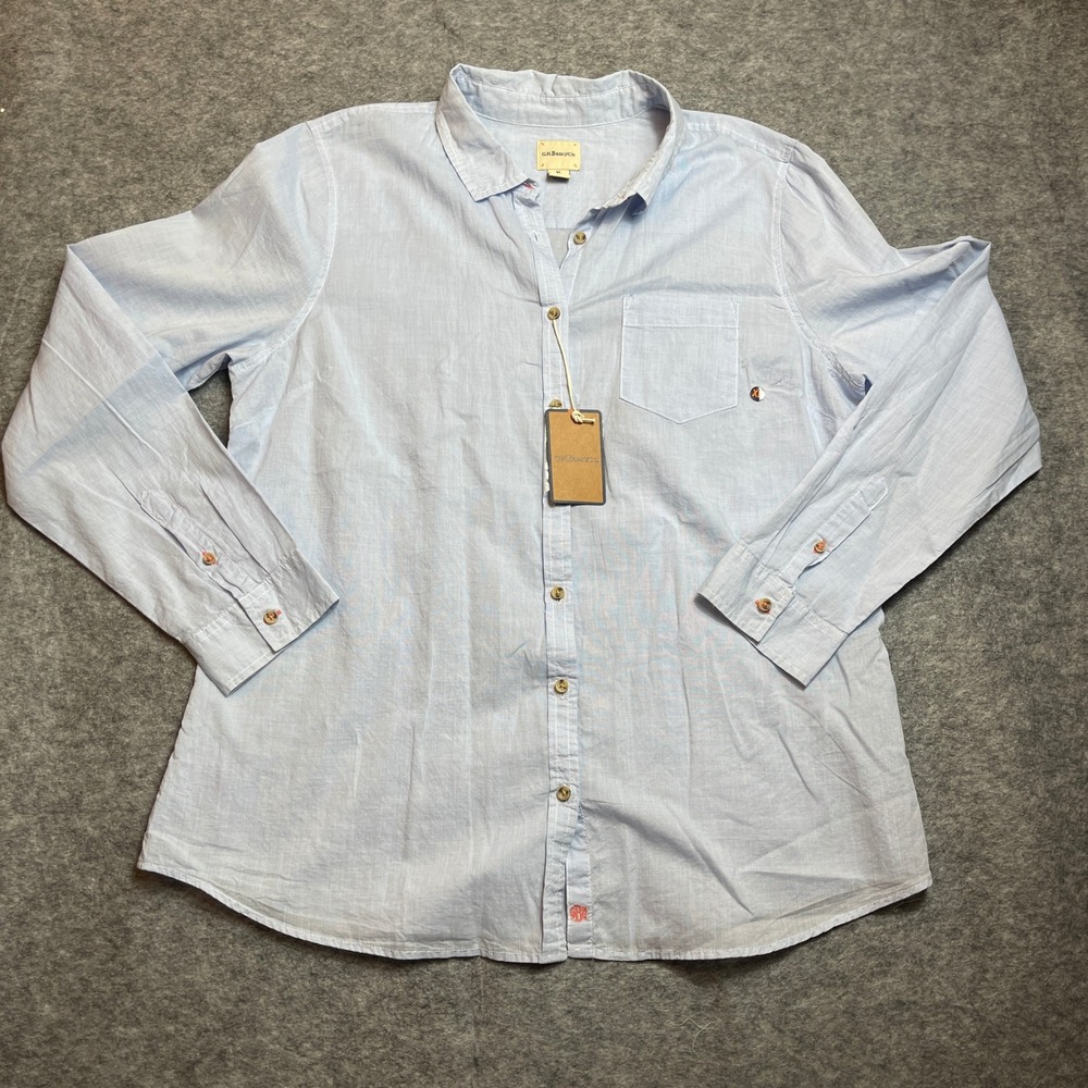 GH Bass Co Womens XL Blue Cotton‎ Button Down Long Sleeve Shirt NWT Ultramarine